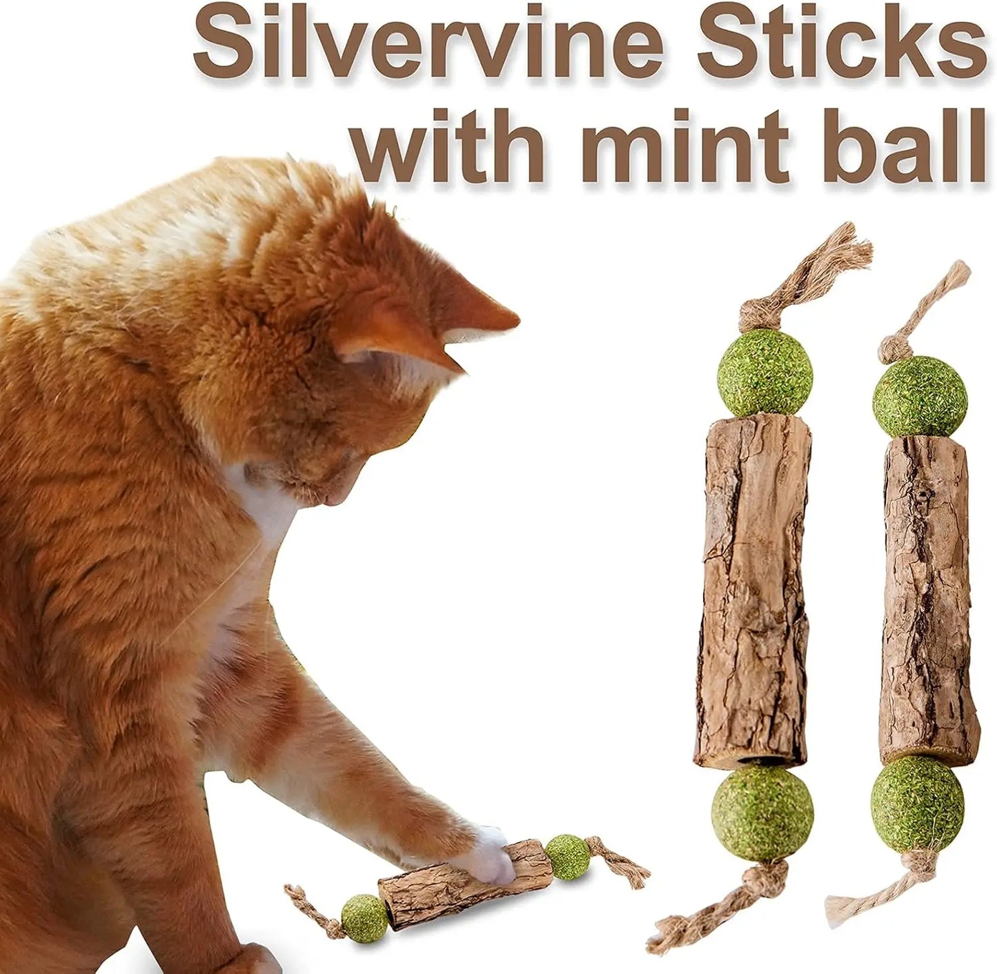 3x Natural Molar Teething Catnip Stick