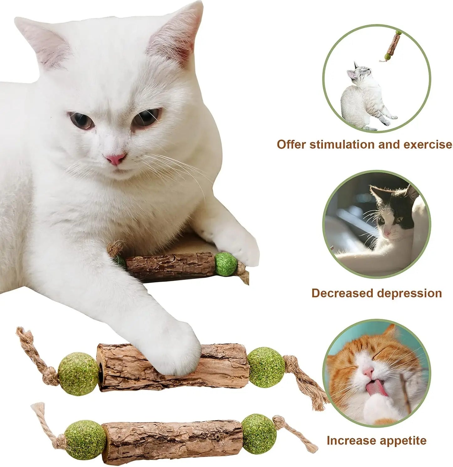 3x Natural Molar Teething Catnip Stick