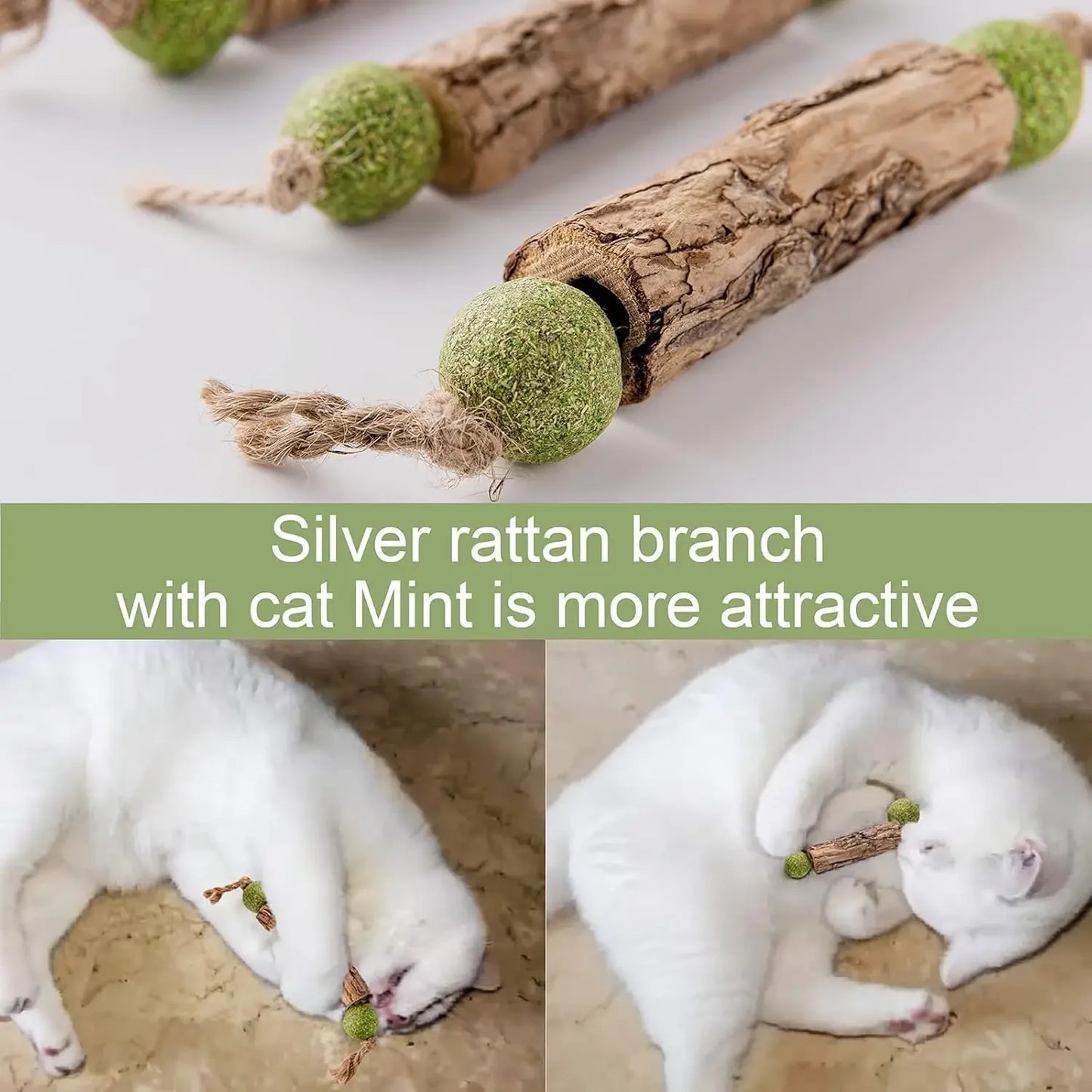 3x Natural Molar Teething Catnip Stick